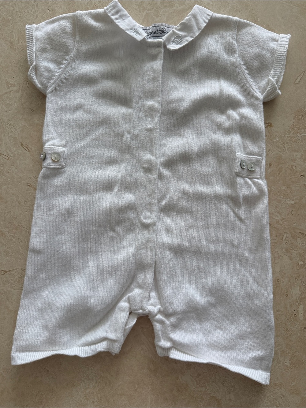 Tartine et Chocolat White cotton Knit Short-Sleeve Romper